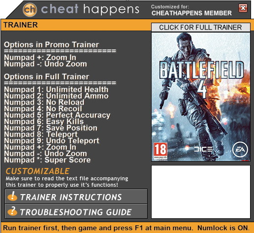 Трейнер +9 для версии PATCH 10.19.2017 32-BIT ONLY от CheatHappens.com