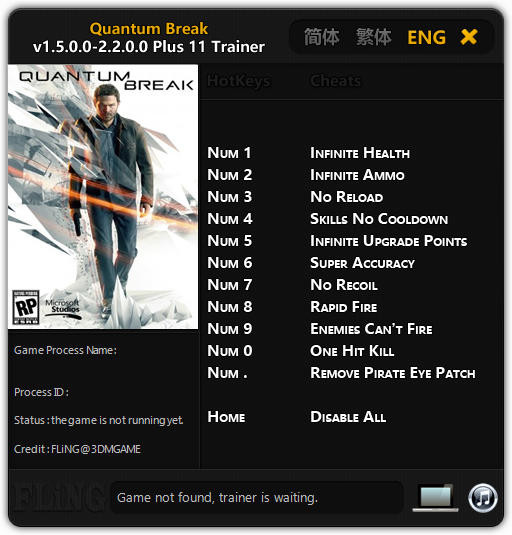 Трейнер +11 для версии 1.5.0.0 - 2.2.0.0 от FLiNG