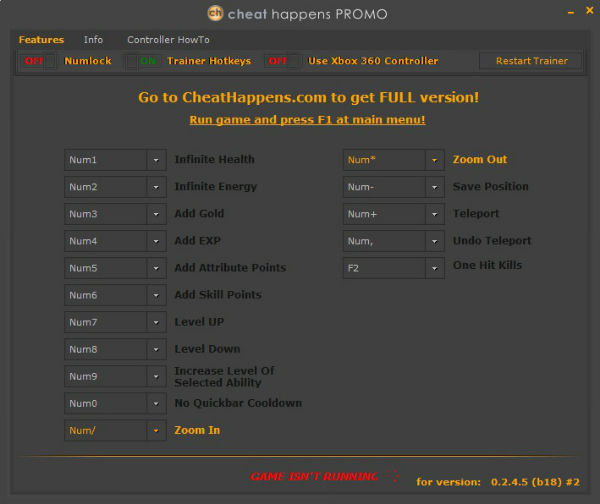Трейнер +1 для версии 0.2.4.5 (b18) от CH