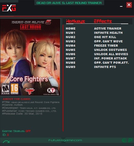 Трейнер +9 для версии 1.10C Core Fighters от FutureX