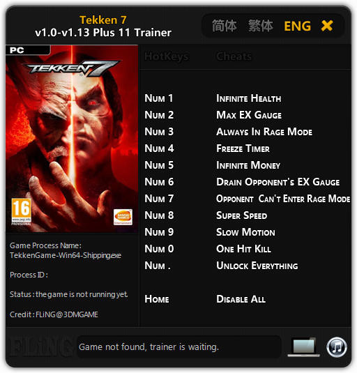 Трейнер +11 для версий 1.0 - 1.13 от FLiNG