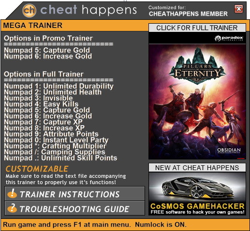 Трейнер +13 для версии 3.7.0.1318 от CheatHappens.com