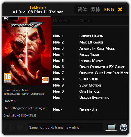 Трейнер +11 для версий 1.0 - 1.08 от FLiNG