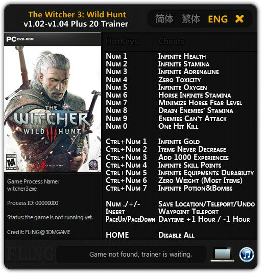 Трейнер +20 для версии 1.02 - 1.04 от FLiNG