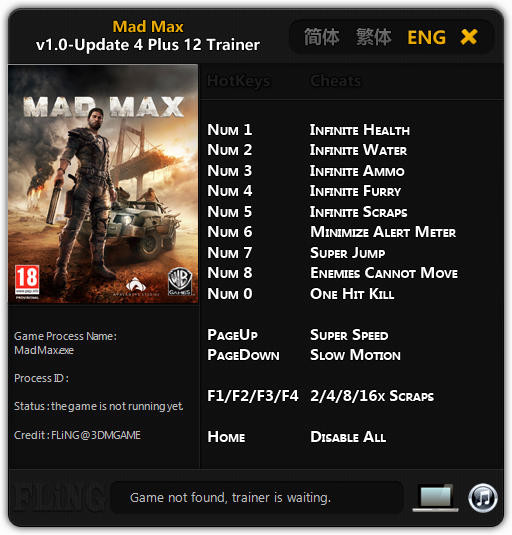 Трейнер +12 для версии 1.0 Update 4 от FLiNG