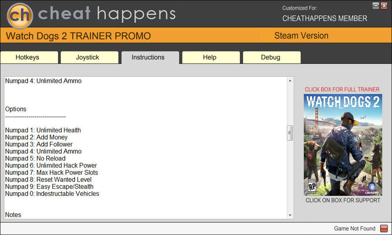 Трейнер +10 для версии 1.013.177.3.1044180 (STEAM+UPLAY) от CheatHappens.com