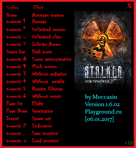 Трейнер +18 для версии 1.6.02 от Moccasin