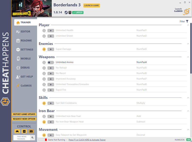 Трейнер +69 для версии 1.0.14 (10.11.2020) от CheatHappens.com