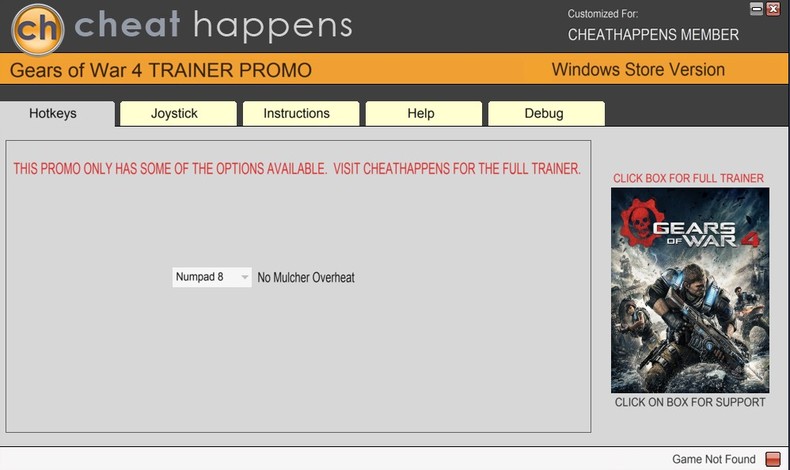 Трейнер +9 для версии WINDOWS STORE - 12.11.0.2 от CheatHappens.com