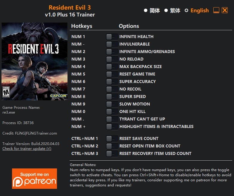 Трейнер +16 для версии 1.0 от FLiNG