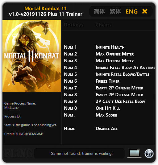 Трейнер +11 для версии 1.0 (26.11.2019) от FLiNG