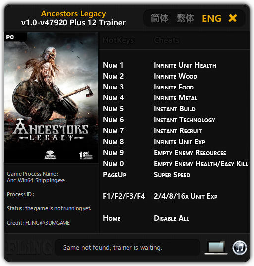 Трейнер +12 для версии 1.0 - 47920 от FLiNG