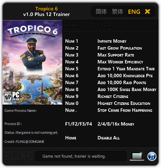 Трейнер +12 для версии 1.0 от FLiNG