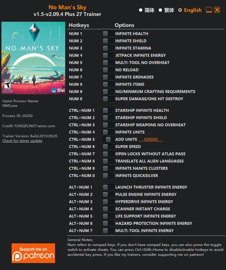 Трейнер +27 для версий 1.5 - 2.09.4 от FLiNG