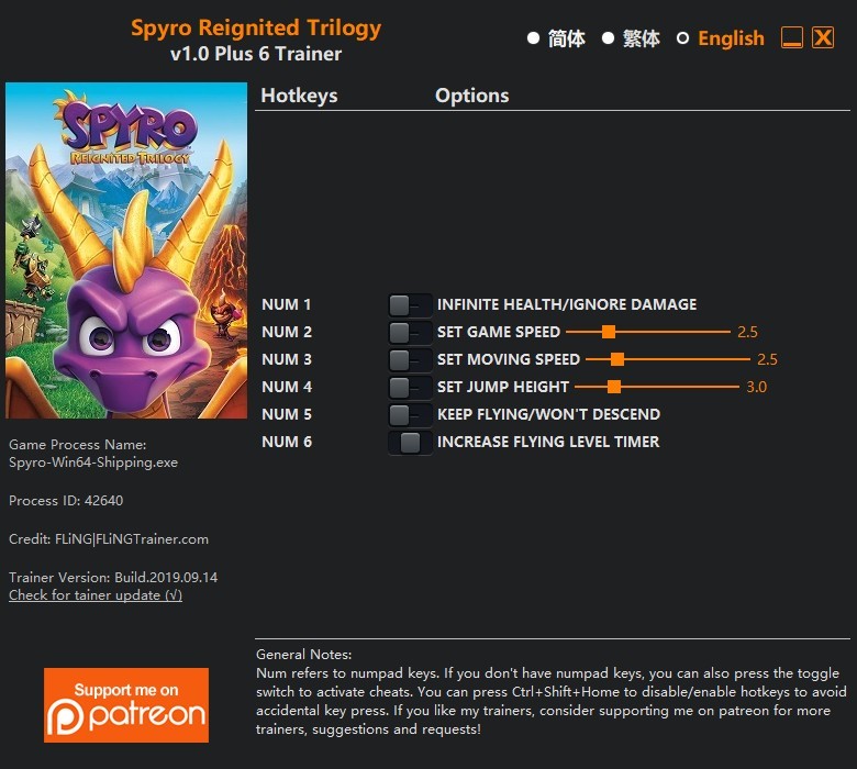 Трейнер +6 для версии 1.0 от FLiNG