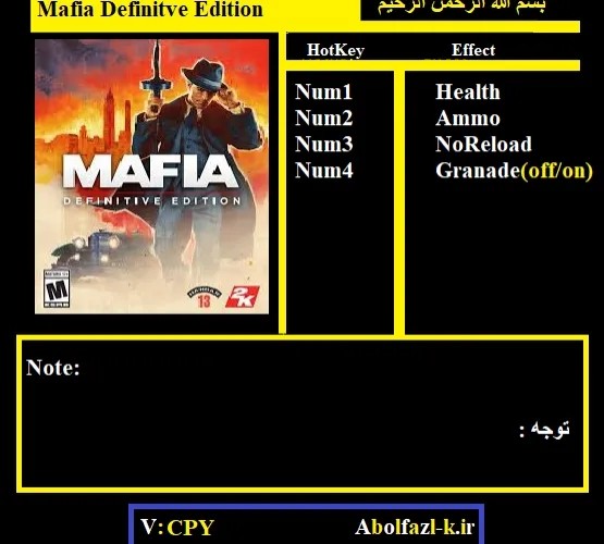 Трейнер +5 для версии 1.0.1/CPY от Abolfazl.k