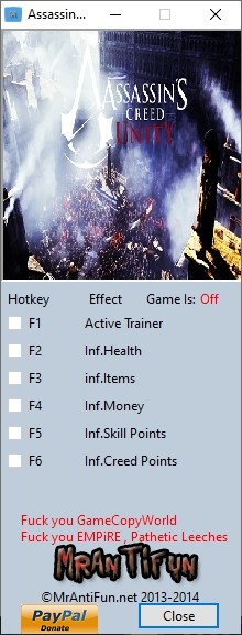Трейнер +5 для версии 1.4 от MrAntiFun