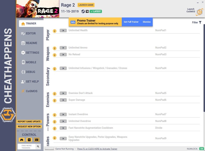 Трейнер +16 для версии (STEAM+BETHESDA.NET 15.11.2019) от CheatHappens.com