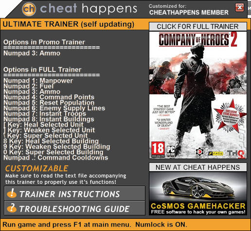 Трейнер +11 для версии 4.0.0.21799 от CheatHappens.com