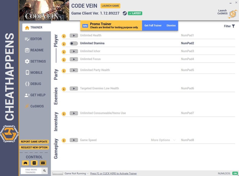Трейнер +9 для версии 1.12.89227 от CheatHappens.com