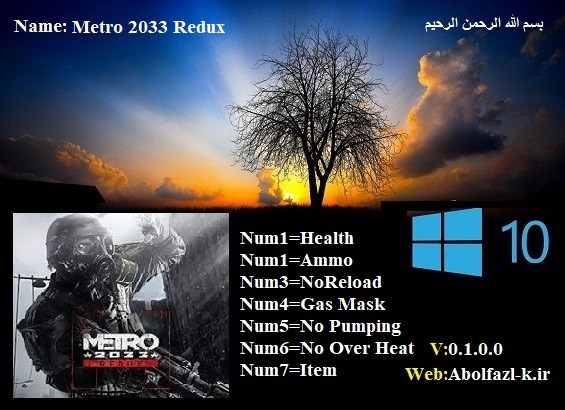 Трейнер +7 для Metro 2033 Redux версии 1.0 от Abolfazl.k