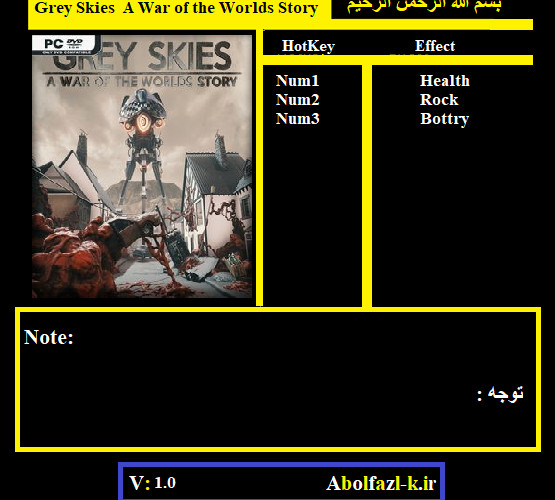 Трейнер +3 для версии 1.0 от Abolfazl.k