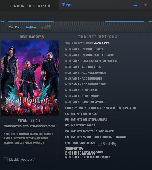 Трейнер +19 для версии 1.0.1 от LinGon