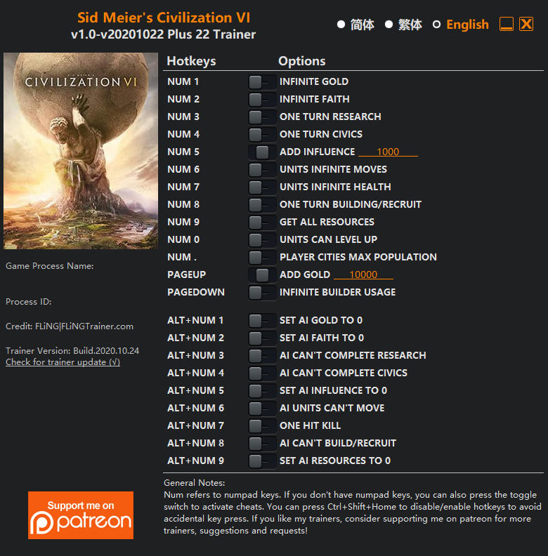 Трейнер +22 для версии от 22.10.2020 от FLiNG