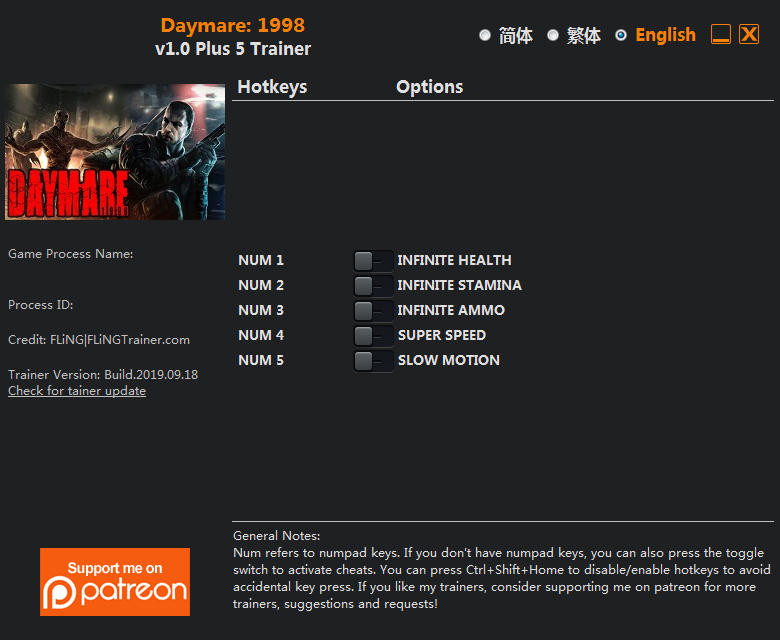 Трейнер +5 для версии 1.0 от FLiNG