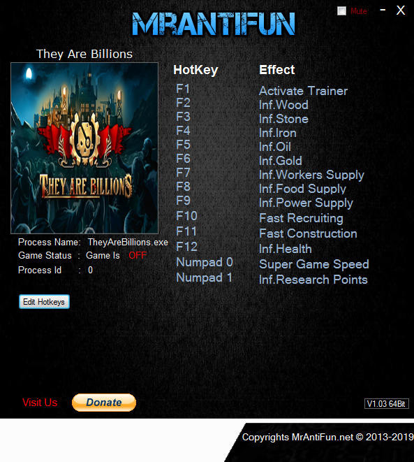 Трейнер +13 для версии 1.0.4 64bit от MrAntiFun
