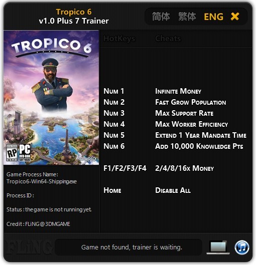 Трейнер +7 для версии 1.0 от FLiNG