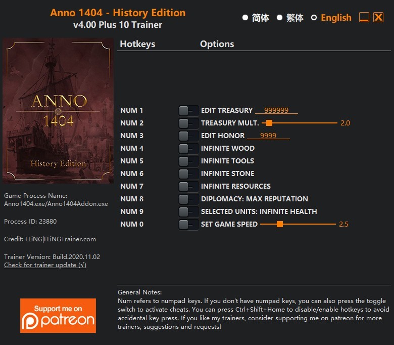 Трейнер +10 для History Edition версии 4.00 от FLiNG