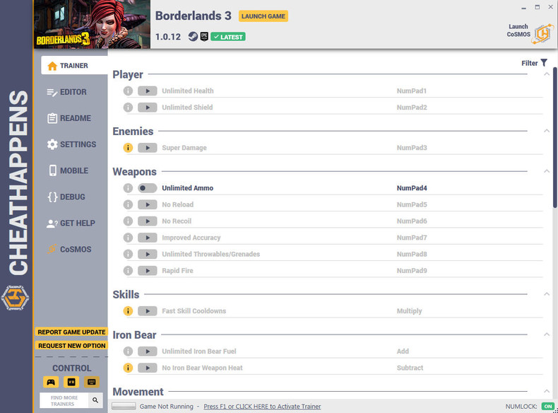 Трейнер +69 для версии 1.0.12 (12.09.2020) от CheatHappens.com