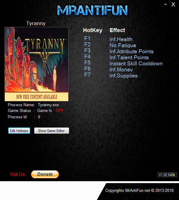 Трейнер +8 для версии 1.2.1.0160 от MrAntiFun