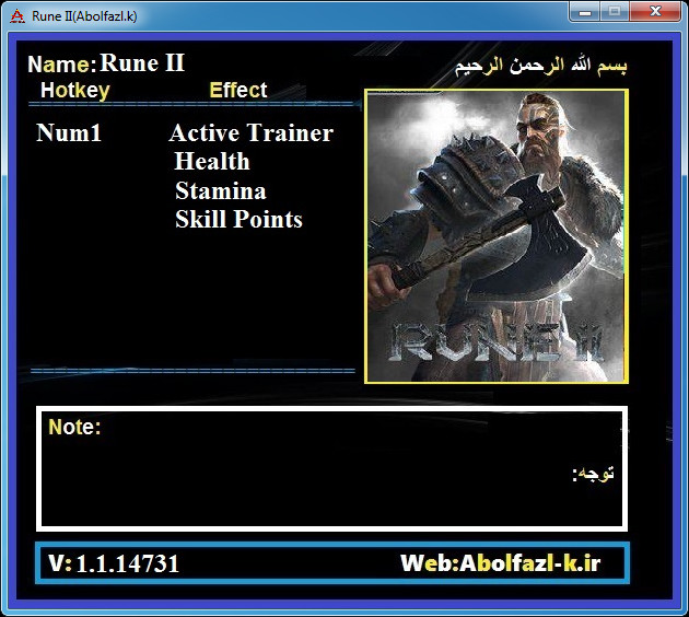 Трейнер +3 для версии 1.1.14731 от Abolfazl.k