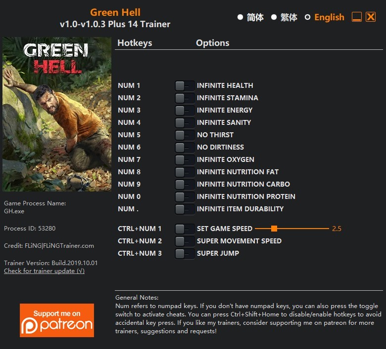Трейнер +14 для версий 1.0 - 1.0.3 от FLiNG