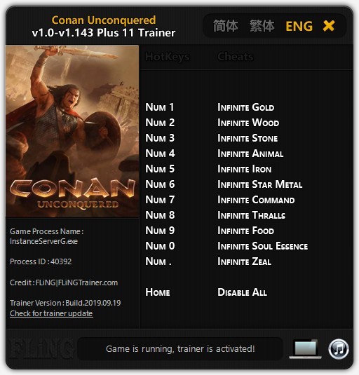 Трейнер +11 для версий 1.0 - 1.143 от FLiNG