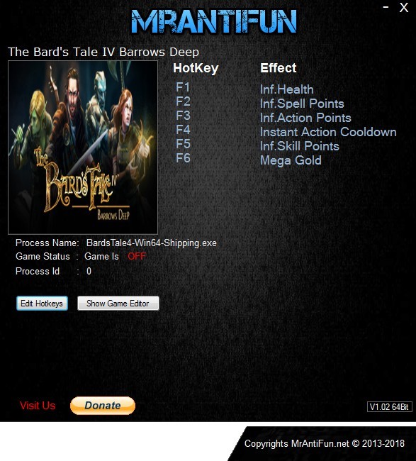 Трейнер +6 для версии 1.00 от MrAntiFun