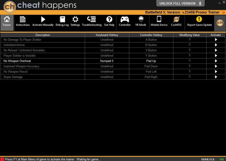 Трейнер +8 для версии 23458 от CheatHappens.com