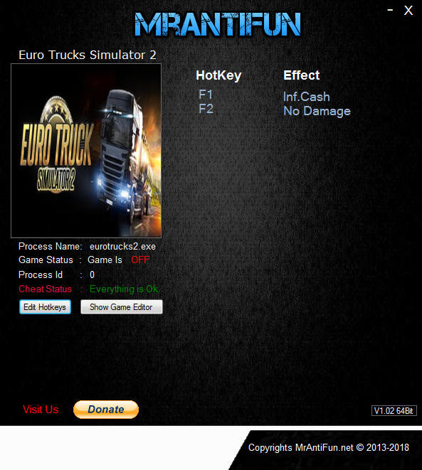 Трейнер +2 для версии 1.32.3 64bit от MrAntiFun