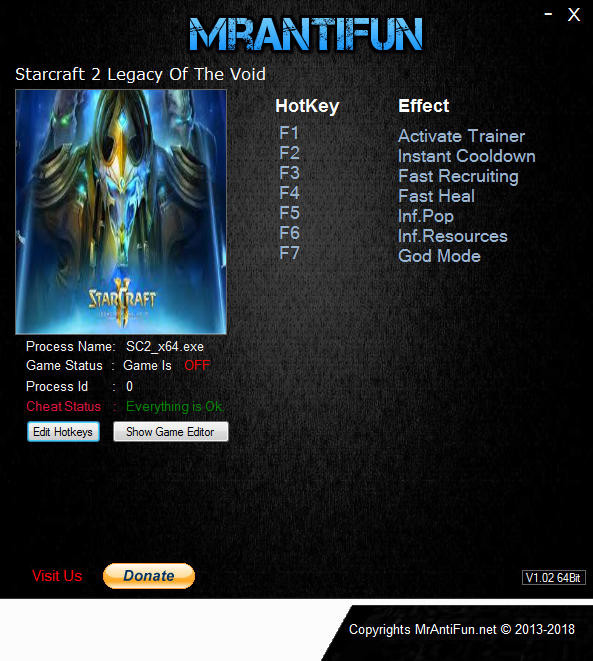 Трейнер +6 для версии 4.8.0.71061 64Bit от MrAntiFun