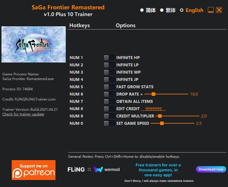 Трейнер +10 для версии 1.0 от FLiNG