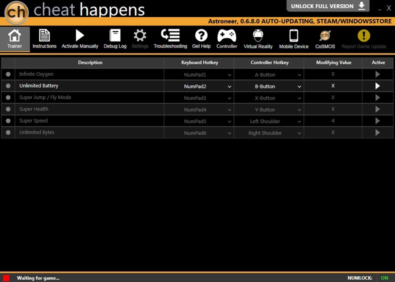 Трейнер +7 для версии 0.6.8.0 (STEAM+WINDOWS STORE) от CheatHappens.com