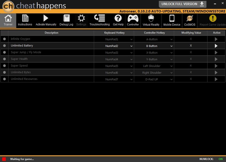 Трейнер +7 для версии 0.10.2.0 (STEAM+WINDOWS STORE) от CheatHappens.com