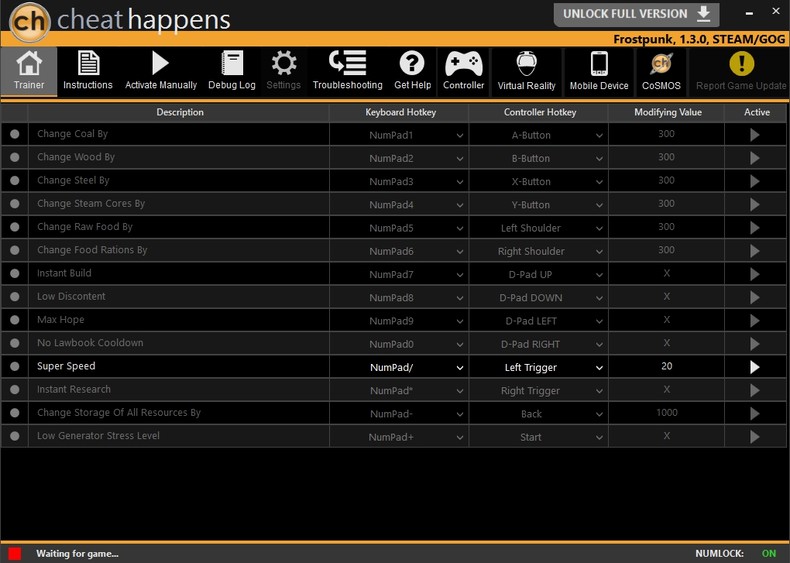 Трейнер +14 для версии 1.3.0 (STEAM+GOG) от CheatHappens.com