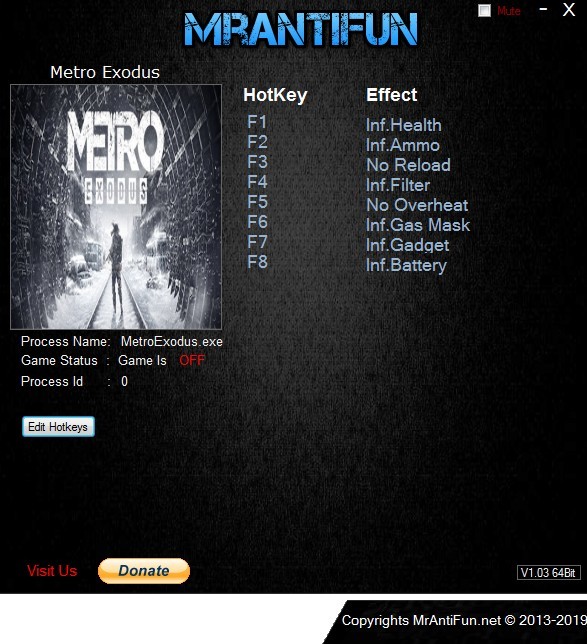 Трейнер +8 для версии 1.0 от MrAntiFun