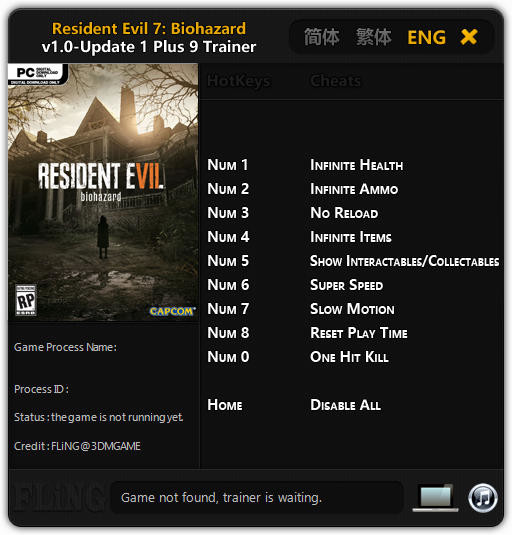 Трейнер +9 для версии 1.00 Update 1 от FLiNG