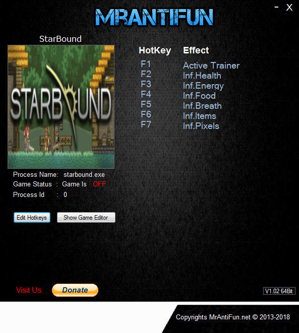 Трейнер +6 для версии 1.3.4 64bit от MrAntiFun