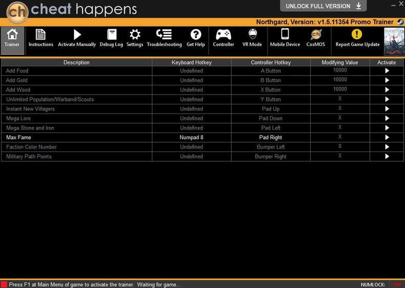 Трейнер +9 для версии 1.5.11354 (12.05.2018) от CheatHappens.com
