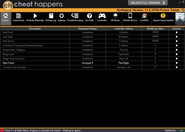 Трейнер +9 для версии 1.4.10764 (10.03.2018) от CheatHappens.com